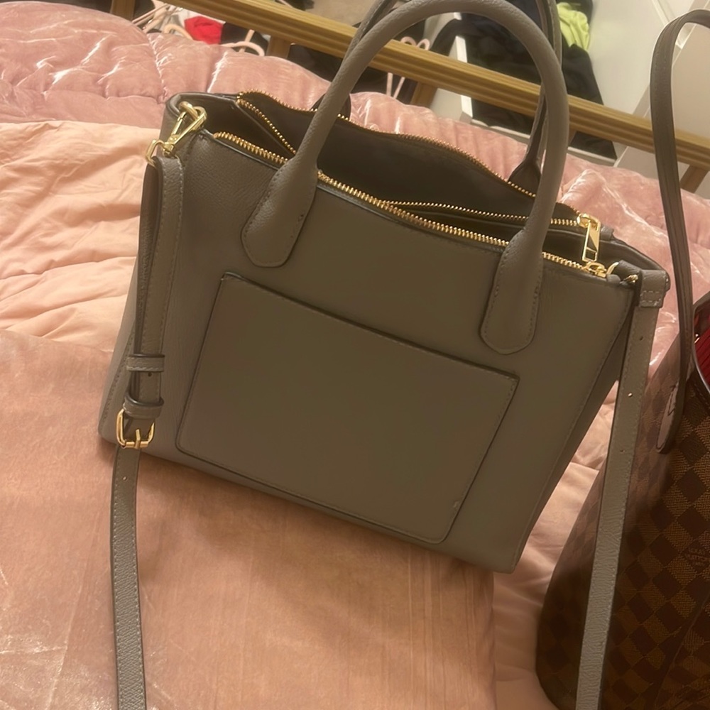 Like new gray purse with short and long handle!